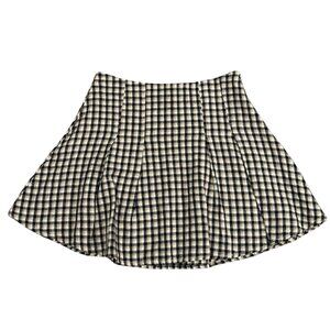 NWT Rylee + Cru Women's Pleated Mini Skirt Navy Check M